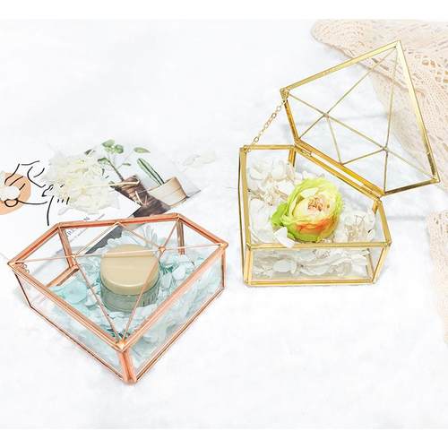 玻璃珠宝首饰盒求婚戒指盒收纳盒项链盒饰品包装盒生日送女友礼盒