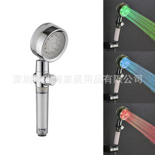 8008 LED花洒 温控莲蓬头 带过滤芯七彩 A34 开关止水可调淋浴头