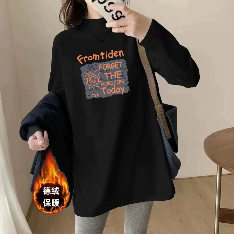 半高领德绒保暖打底衫长袖t恤女2025秋冬加厚中长款宽松内搭上衣,女装/女士精品,T恤,淘宝优惠券,粉丝福利购,淘宝优惠卷