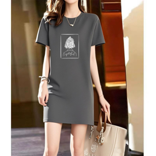 显瘦百搭短袖 T恤裙韩版 包臀连衣裙上衣女ins 气质性感修身 2025夏季