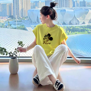 T恤好看温柔减龄上衣 女士多巴胺青柠绿圆领宽松短袖 2025夏季 新款