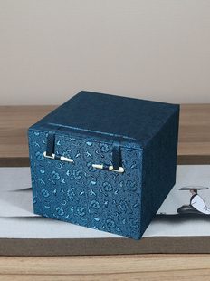 复古骨针扣紫砂壶包装 盒建盏礼品盒麻布锦盒茶叶罐瓷器香炉空盒子