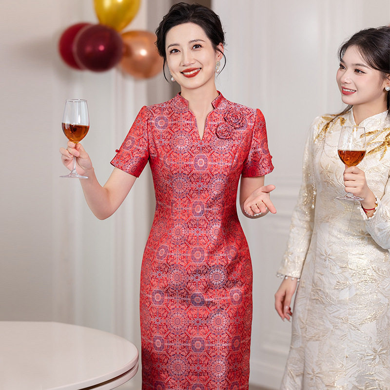 2025新款婚宴妈妈礼服年轻喜婆婆旗袍喜婆婆喜服大码喜庆装促销