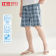 纯棉薄款 衩短裤 外穿沙滩裤 全棉大裤 吸汗透气不闷格纹睡裤 红豆男士