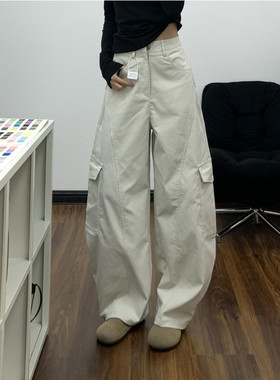 175高个子加长美式复古弯刀工装裤女多口袋宽松时尚阔腿休闲裤夏