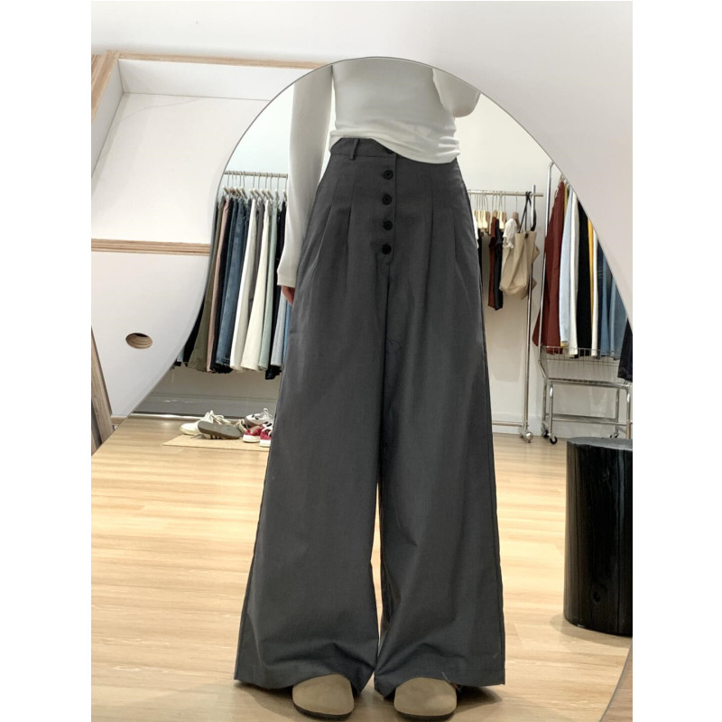 夏季美式复古高腰休闲西装裤女