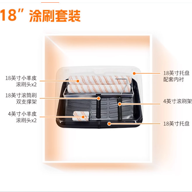 德国克里斯汀 18英寸小羊皮纹涂刷套装刷漆墙橘皮纹大滚筒刷