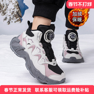 安踏童鞋女童冬季新款棉鞋加绒鞋二棉鞋儿童运动鞋中大童休闲女鞋