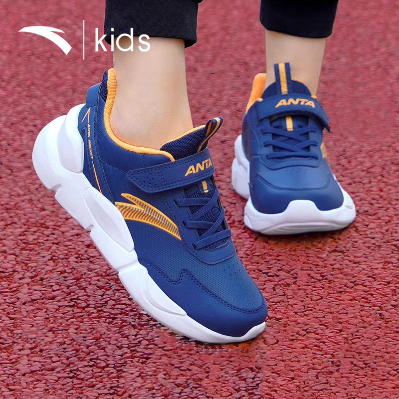 安踏童鞋男童革面运动鞋2026春秋新款儿童跑步鞋大童男孩保暖鞋子