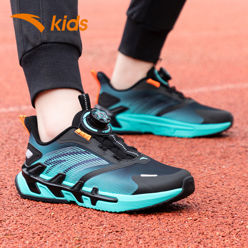 安踏儿童跑步鞋童鞋冬季新款网面透气缓震旋钮运动鞋中大童鞋男鞋
