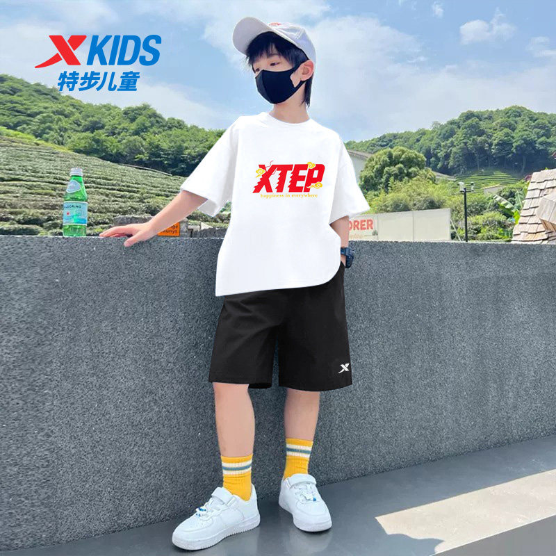 特步童装男童夏装2026新款套装大童洋气运动套装儿童时髦速干套装