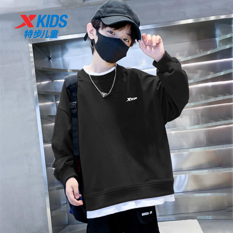 特步童装男童套头卫衣2026春季新款儿童运动上衣大童时尚衣服秋装