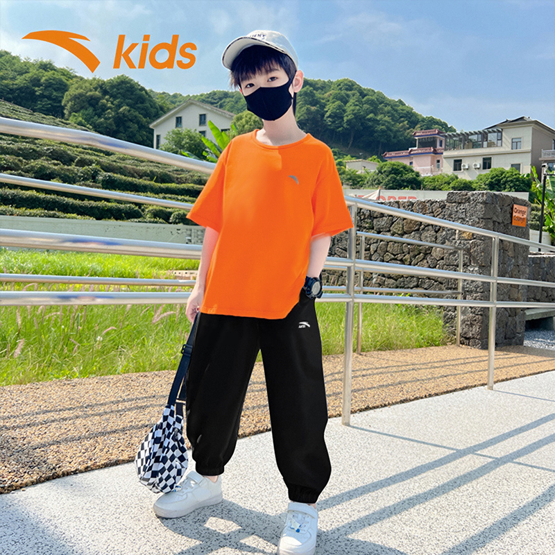 安踏童装男童套装2025夏季新款短袖运动服大童男孩小学生休闲夏装