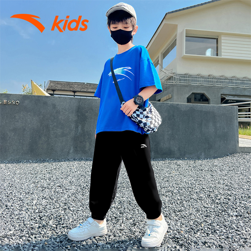 安踏男童短袖长裤套装夏装