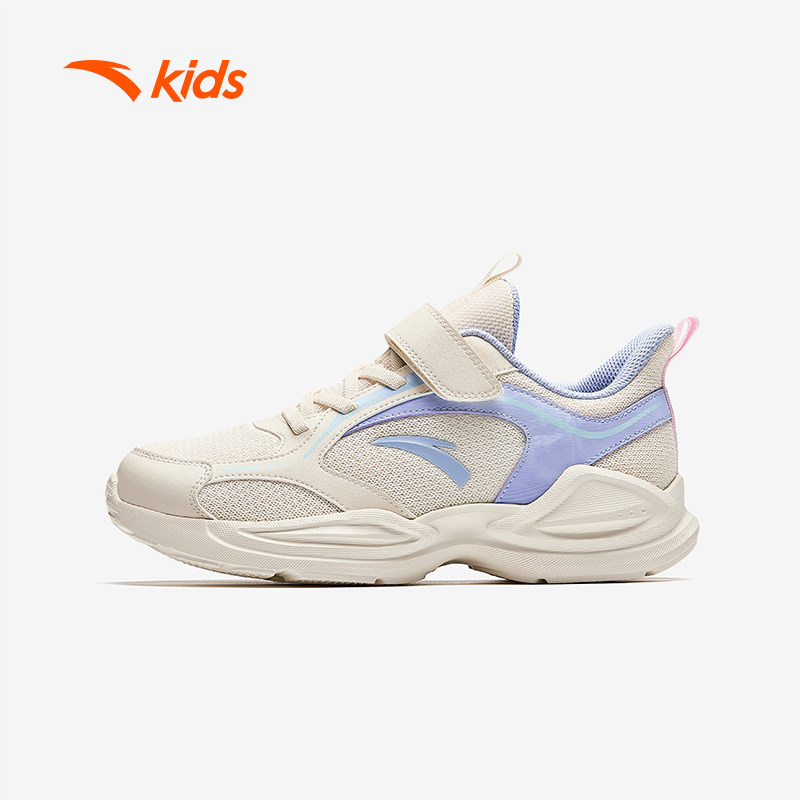 安踏童鞋女孩运动鞋2026春季新款大童跑步鞋女童网面魔术贴休闲鞋