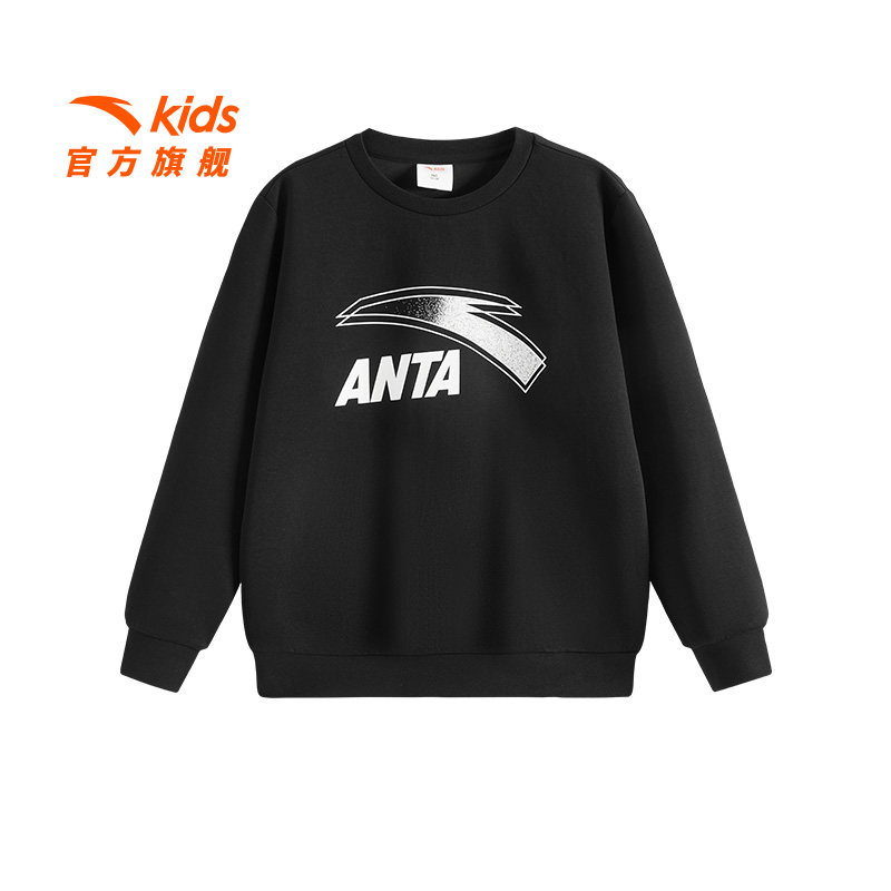 安踏儿童中大童夏季新款卫衣男童小童长袖运动针织套头衫童装上衣