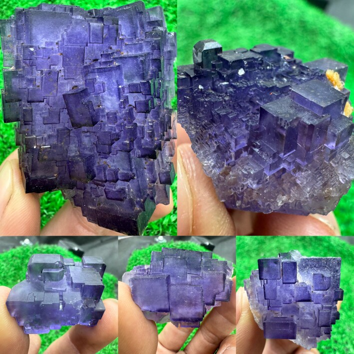 หินฟลูออไรต์ธรรมชาติชนิดเมทริกซ์ลายขั้นบันไดสีน้ำเงินทาร์ซานจากซินเจียง ของประดับตัวอย่างผลึกแร่ สำหรับการเรียนการสอนและการสะสม