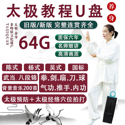 八段锦太极拳教程视频U盘高清