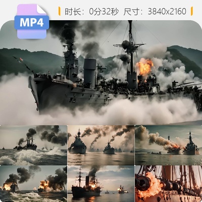 高清甲午战争海战北洋水师镇远号邓世昌定远舰刘公岛海战视频素材