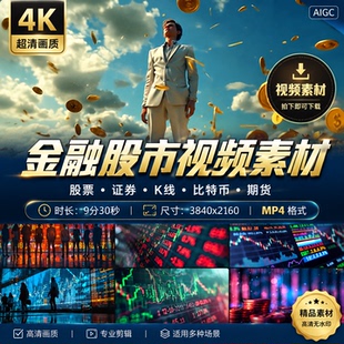 高清金融股票股市投资证券K线比特币走势图期货行情ai视频素材