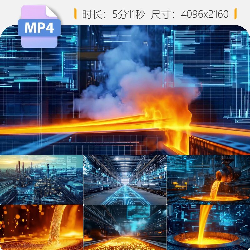 高清智慧钢铁厂炼钢技术重工业创新自动化4.0监控系统视频素材