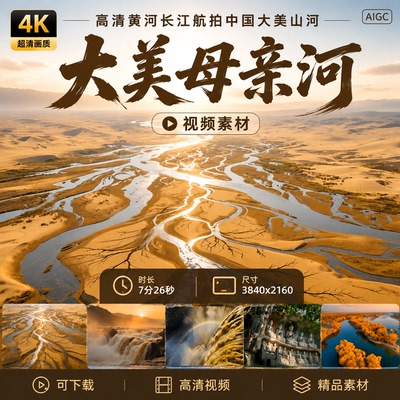 高清黄河长江航拍中国大美山河母亲河壮丽自然风光视频素材