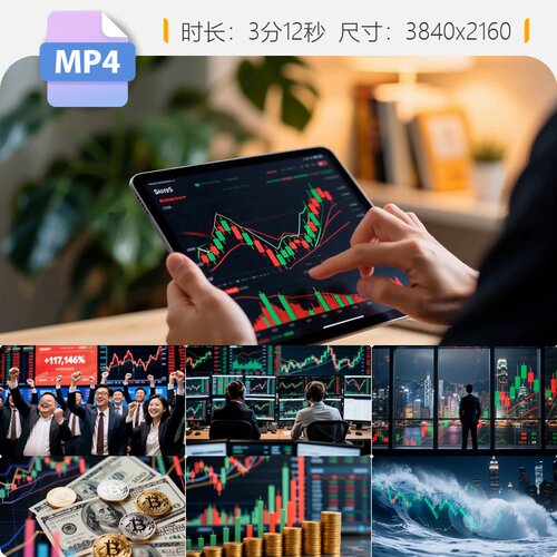 高清股市K线比特币商务科技金融投资理财美国纽约华尔街视频素材