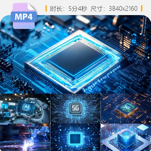 高清AI芯片科技半导体光刻机电路板智能人工5G处理器CPU视频素材