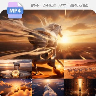 高清2026马年企业年会颁奖创意片头金色骏马奔跑团队宣传视频素材