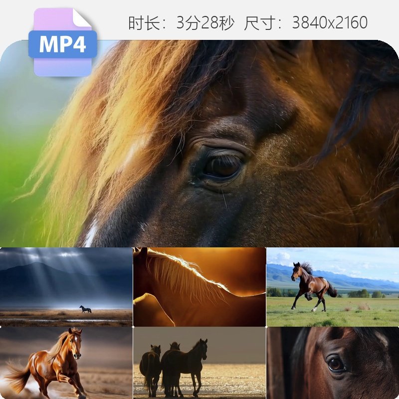 高清奔跑的骏马唯美合集万马奔腾群马黑马白马棕马宣传片视频素材