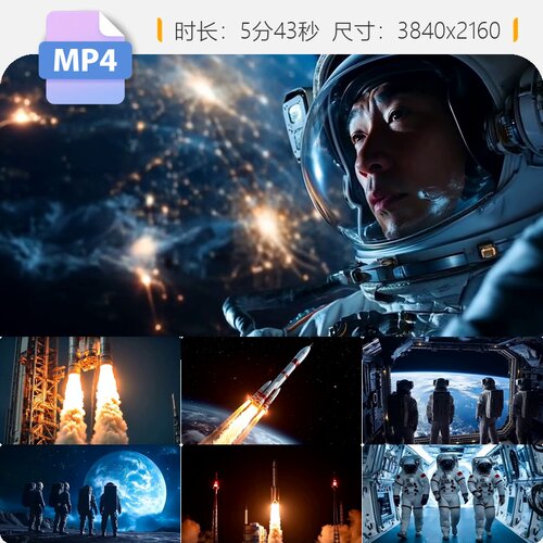 高清航空航天火箭发射中国卫星神舟飞船长征五号合集视频素材