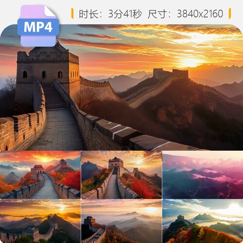 高清万里长城日出航拍延时华夏壮丽山河大金岭恢弘宣传片视频素材