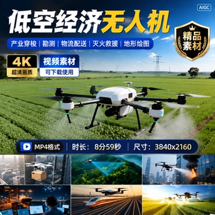 高清低空经济无人机产业穿梭勘测物流配送灭火救援地形绘视频素材
