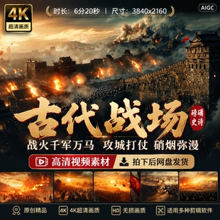 高清中国古代战场战火千军万马攻城打仗硝烟弥漫英雄战争视频素材