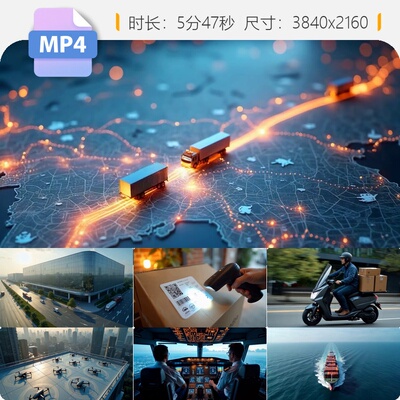 高清智慧物流运输宣传片自动原创化港口机场仓储配送视频素材