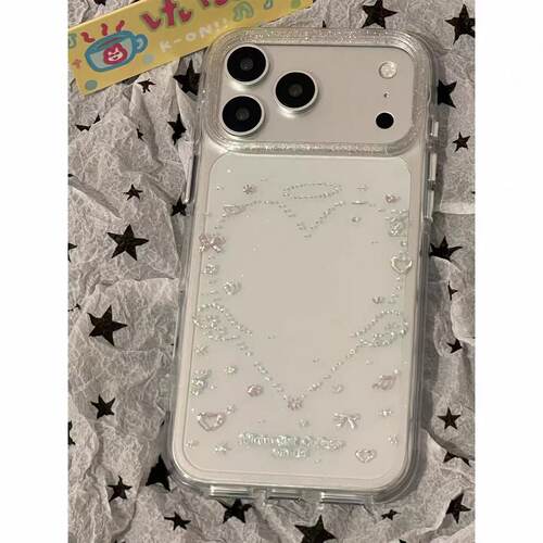 韩系超仙女鎏金钻石爱心适用iPhone17promax苹果16pro手机壳15pm