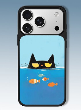 哩卜哩卜海底潜水酷猫适用iPhone17promax手机壳苹果16pro磨砂15p