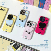 ANMEINICE原创撞色「走心」撞色设计韩国二合一圆边菲林适用16