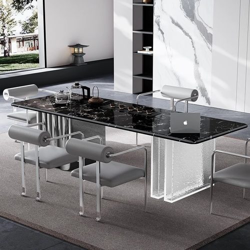 意式极简家用大板茶台别墅茶桌椅