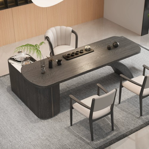 新中式极简功夫实木茶桌椅组合