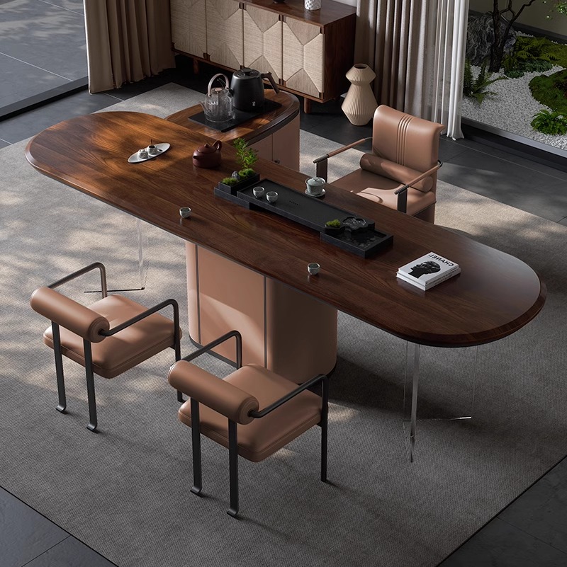 轻奢亚克力悬浮设计泡茶桌椅组合