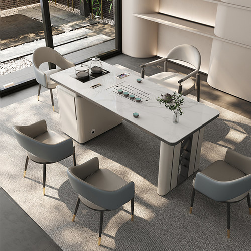 美容院接待岩板茶桌烧水壶一体式