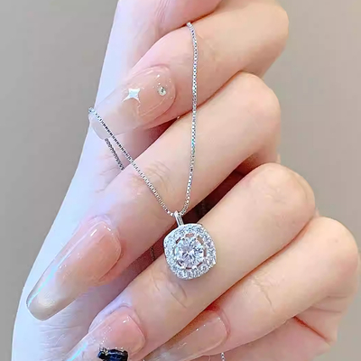 轻奢高级纯银小方糖锆石项链