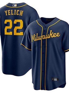 密尔沃基酿酒人队 Milwaukee Brewers 22#YELICH 男子运动棒球服