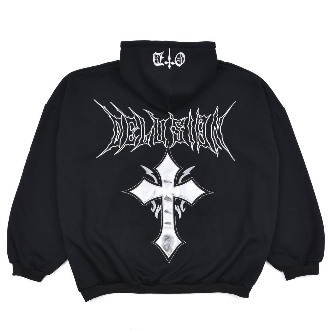 thumbnail for Nameless Daily Single VOLCAN Tianrea Culture Dark Punk Laser Cross Hooded Jacket y2k