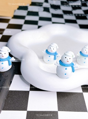 盲盒配件白色小雪人公仔DIY奶油胶手机壳材料微缩玩具食玩公仔