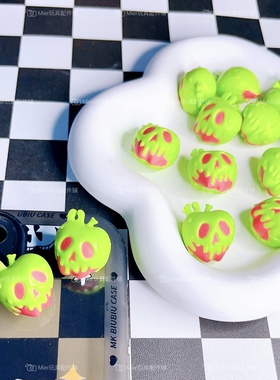 盲盒配件绿色毒苹果食玩配件DIY滴胶奶油胶手机壳配件公仔