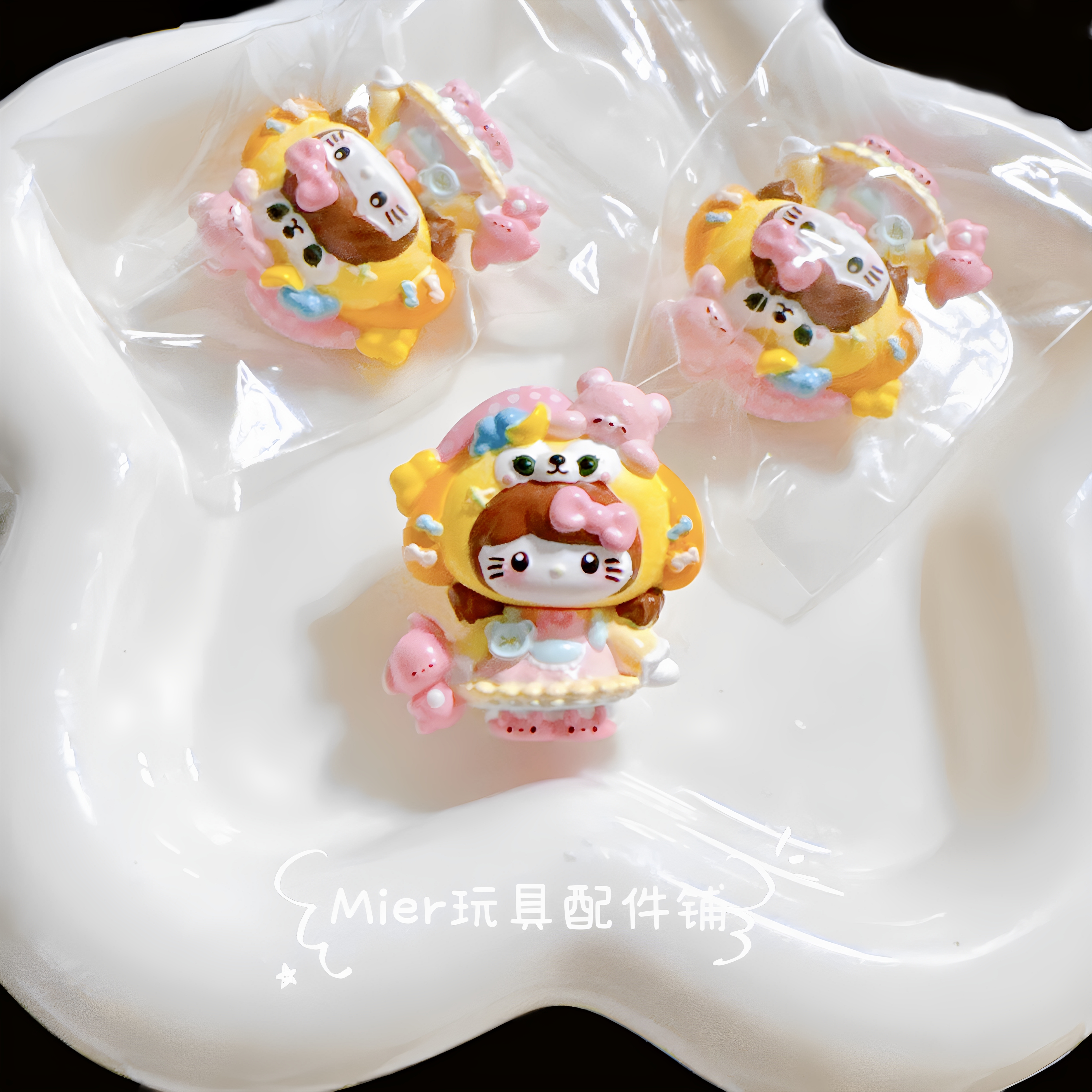 PU设计款Hello Kitty饼饼猫咪DIY公仔配件装饰材料链条串珠摆件