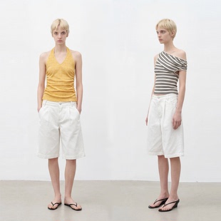 中裤 白色直筒五分休闲宽松牛仔短裤 NOTOLD GROWN