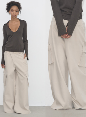 Grown Notold 斜门襟宽松baggy中腰工装休闲裤